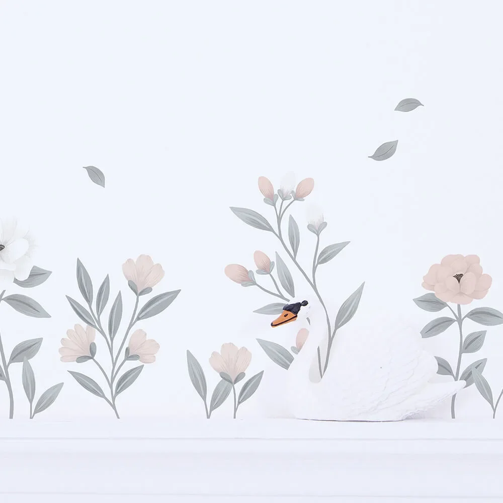 "Lilipinso Wandsticker A3 zarte Blumen rosa weiß image"