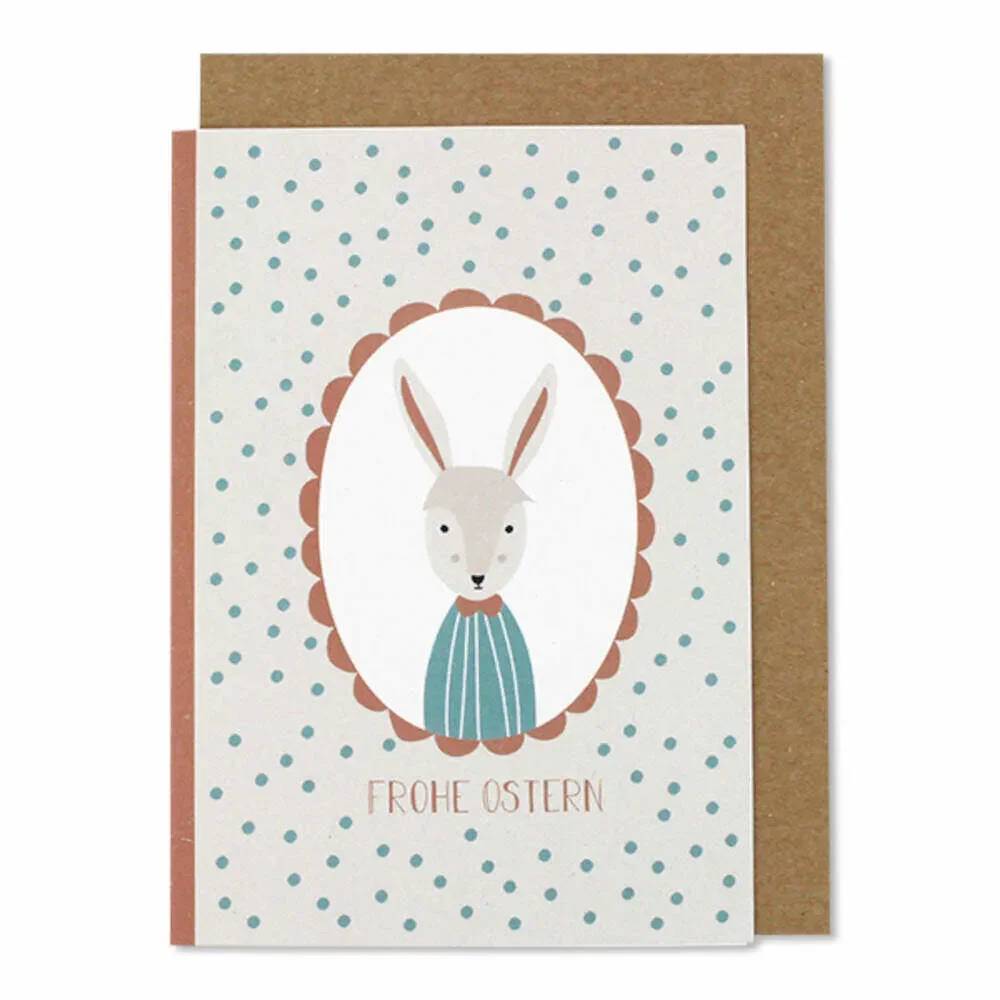 "Ava & Yves Klappkarte Hase und Punkte "Frohe Ostern" image"