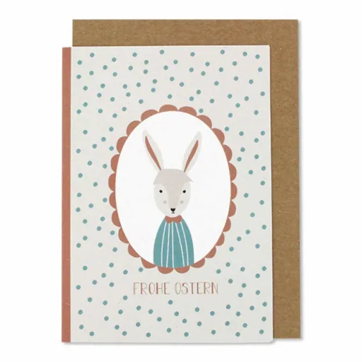 "Ava & Yves Klappkarte Hase und Punkte "Frohe Ostern" image"