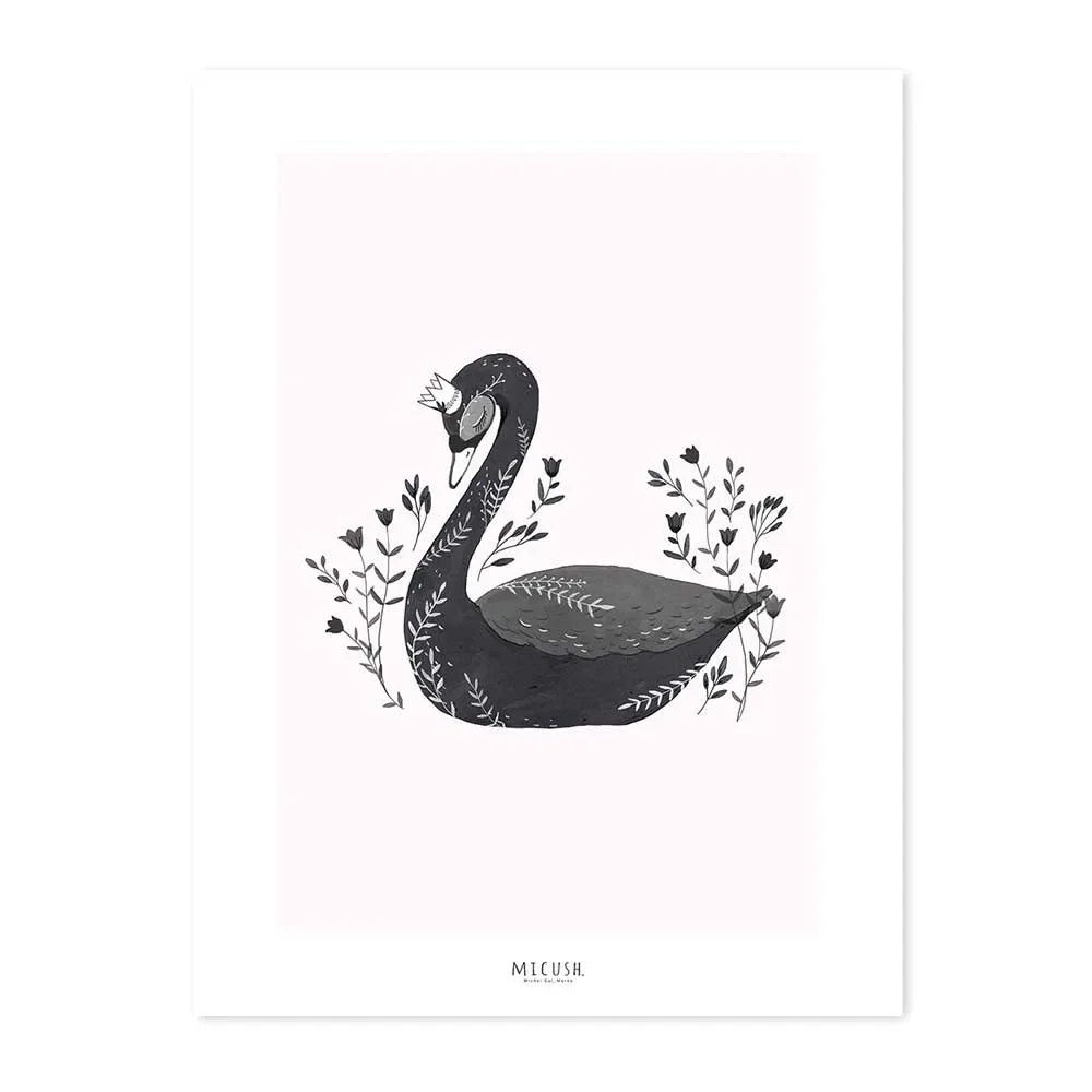 "Lilipinso Poster schwarzer Schwan mit Krone rosa schwarz image"