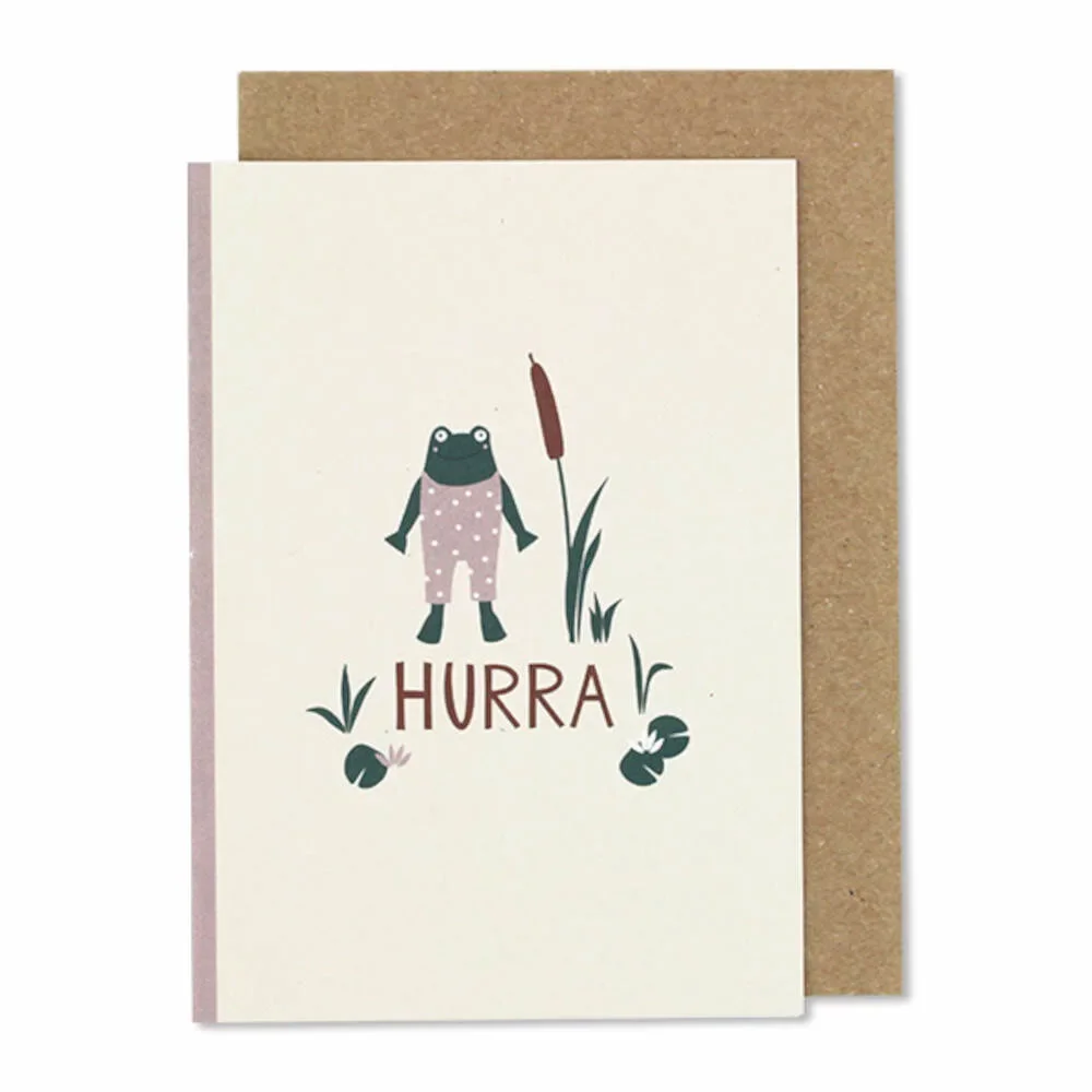 "Ava & Yves Klappkarte Geburt Frosch "Hurra Mädchen" image"