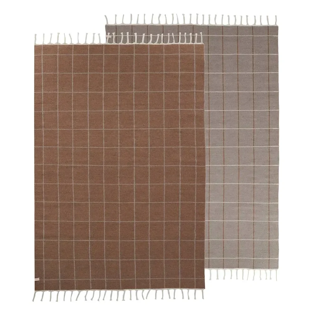 OYOY Kinderteppich Grid caramel/beige