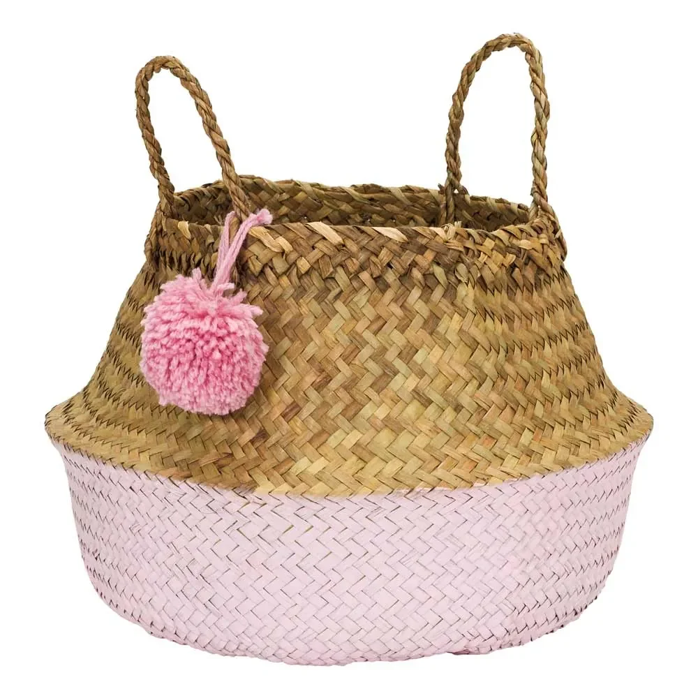 "Kidsdepot Aufbewahrungskorb rund Seegras rosa natur image"