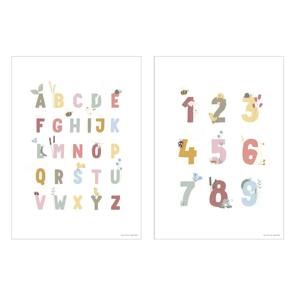 "Little Dutch Poster ABC & Zahlen rosa "Little Goose"  zweiseitig image"