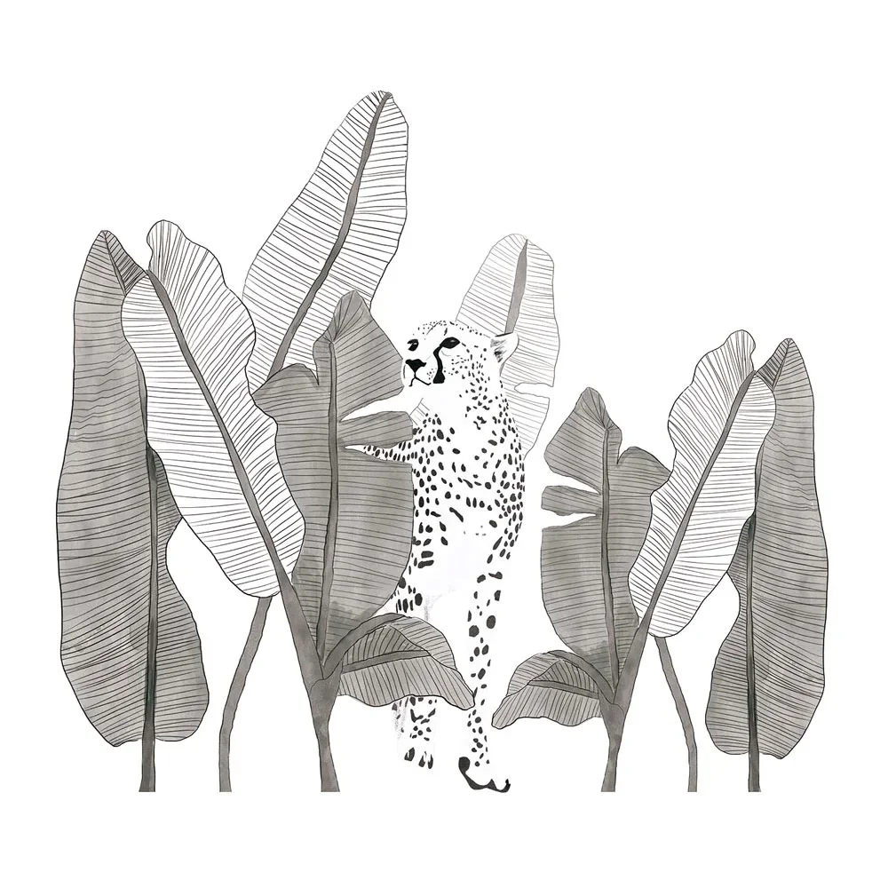 "Lilipinso Wandsticker XL Leopard mit Blättern grau image"