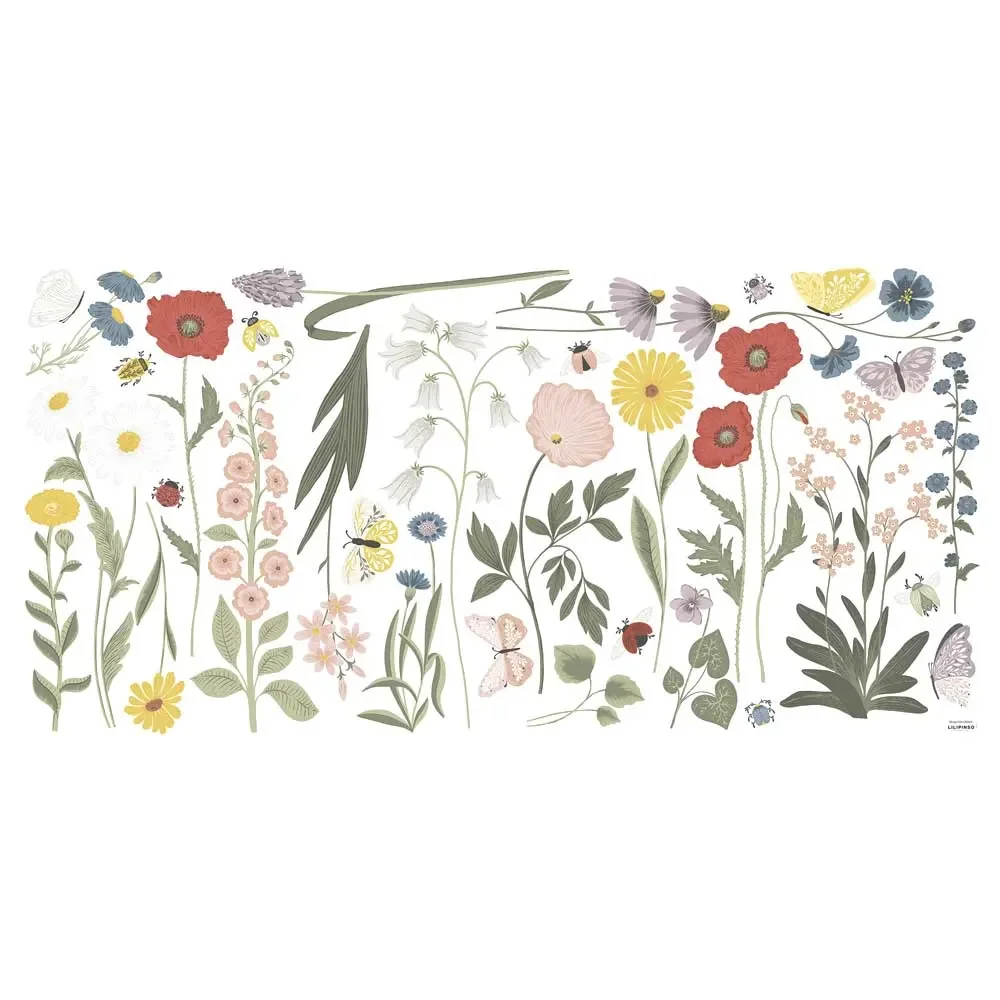 "Lilipinso Wandsticker XL Richtig große Wildblumenblüten blumenbunt image"