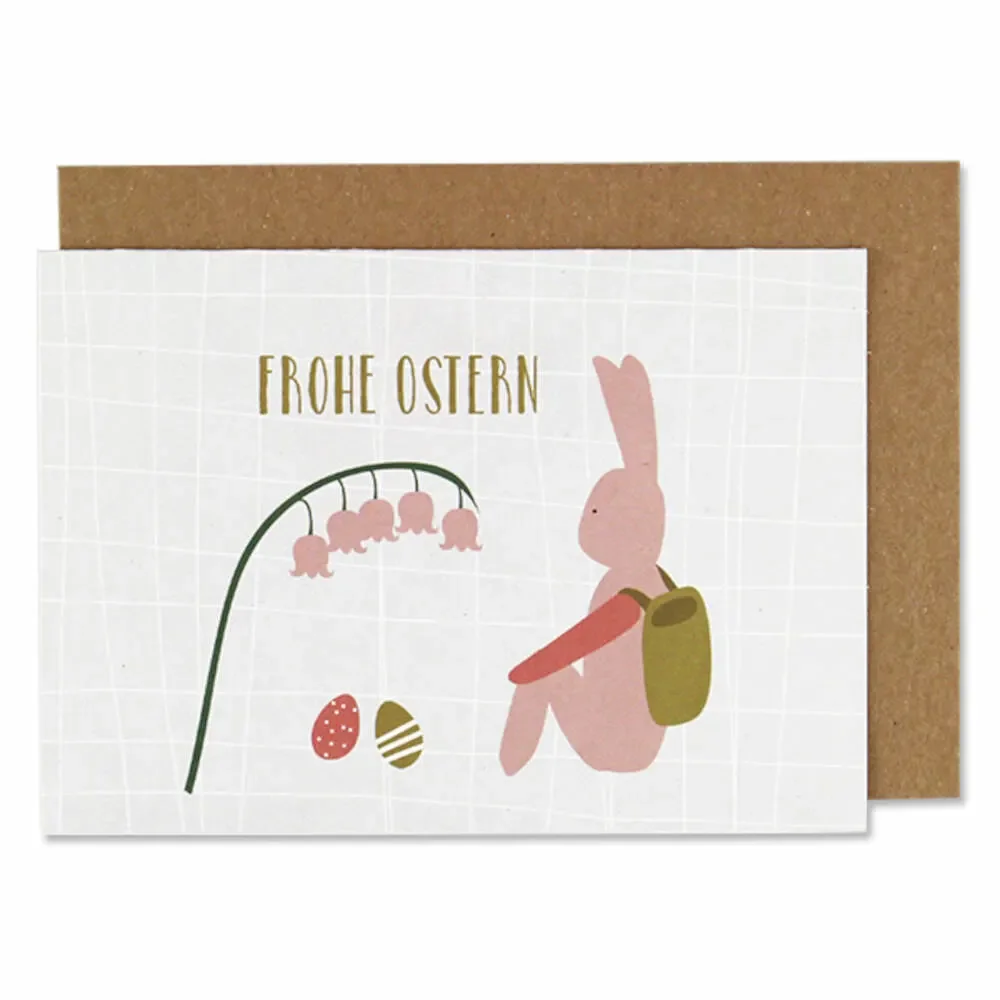 "Ava & Yves Klappkarte Hase Körbchen "Frohe Ostern" rosa image"