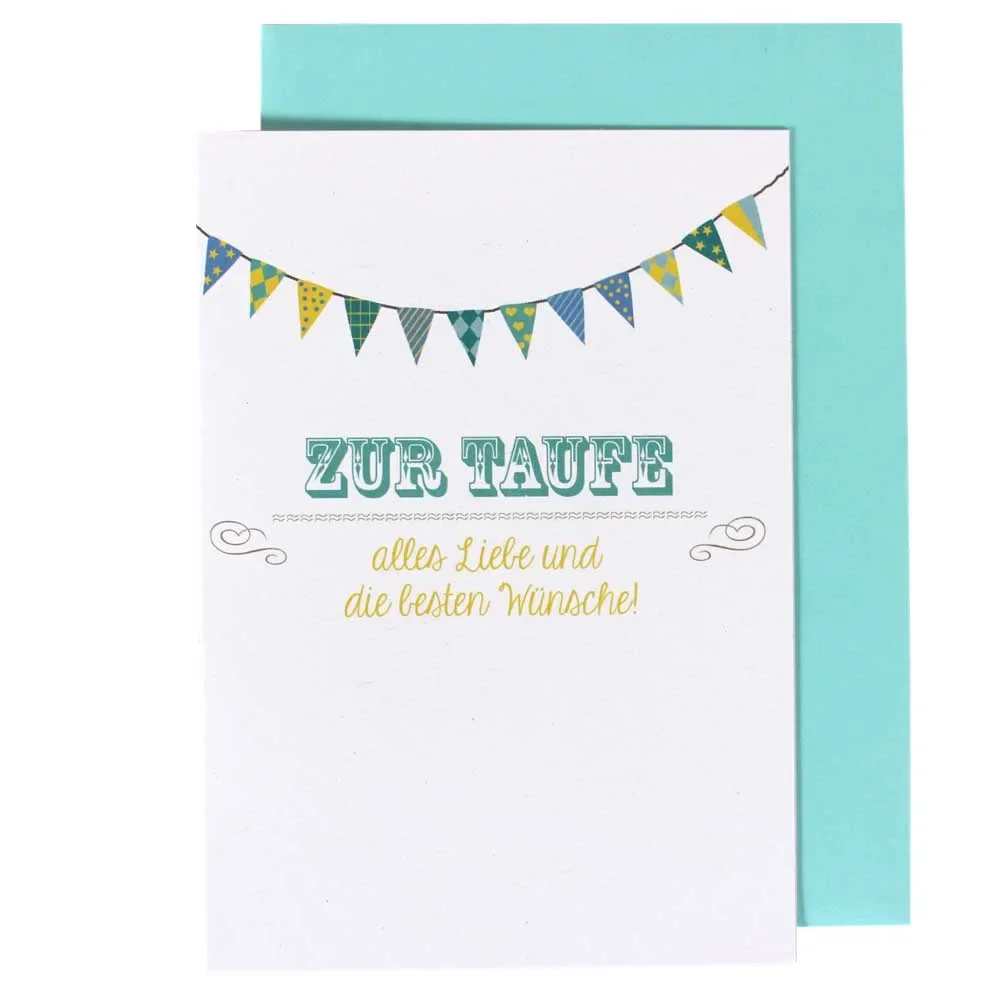 "Ava & Yves Glückwunsch Karte zur Taufe Schiffchen image"