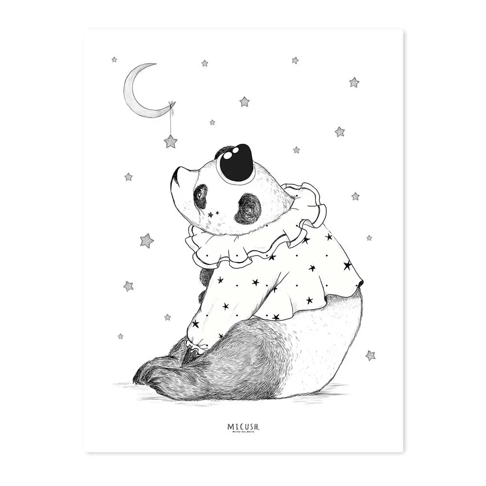 "Lilipinso Poster Panda mit Mond schwarz rosa image"
