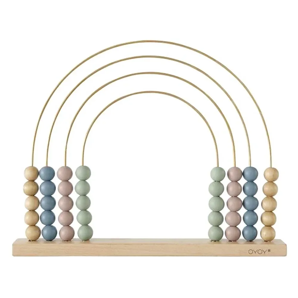 "Oyoy Abakus  / Motorikspielzeug Regenbogen pastell mit Messing image"