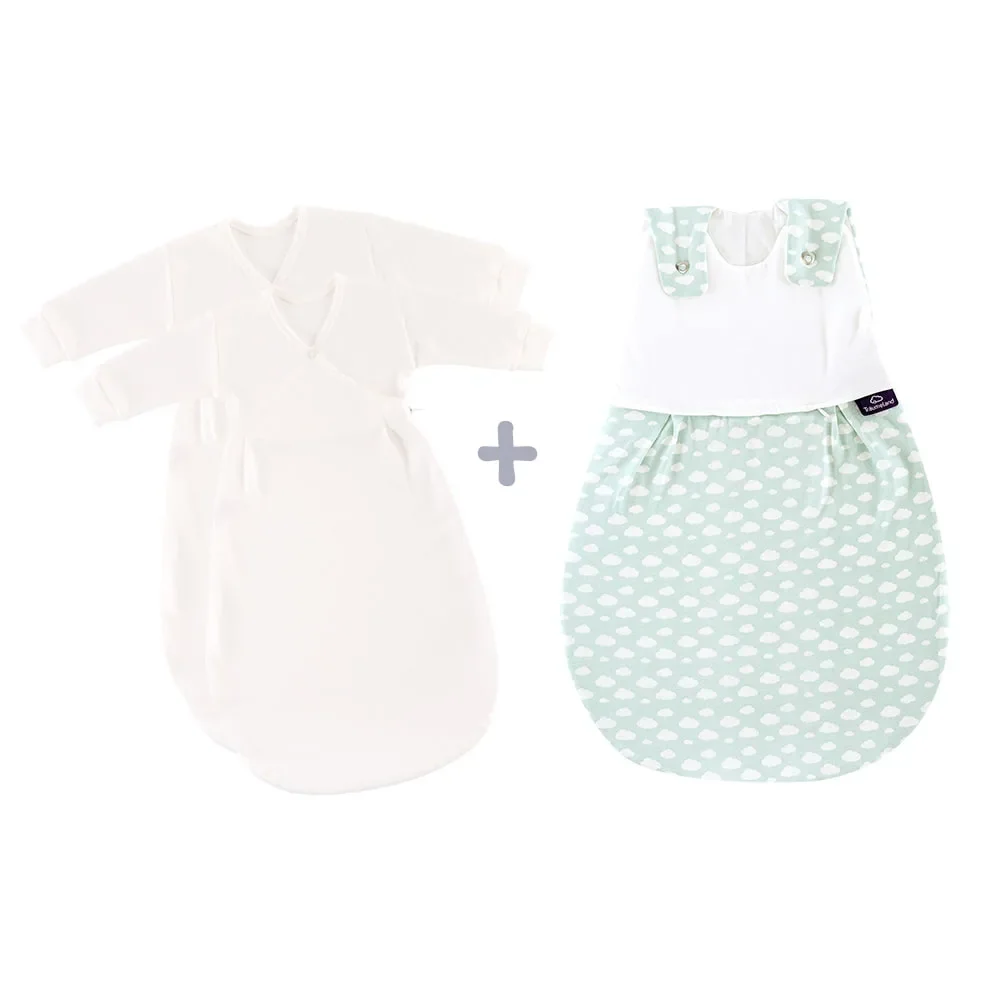 "Träumeland Liebmich Babyschlafsack, Schlummersack, Innenschlafsack Set - Wolke mint 3tlg. Set, Grösse: 80/86 image"