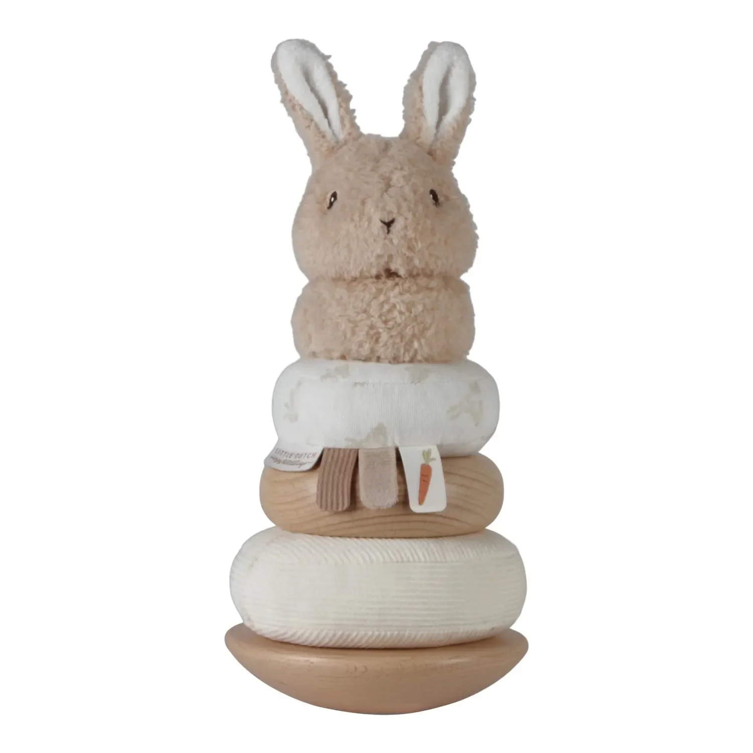 "Little Dutch Stapelturm mit Ringen Baby Bunny - Motorikspielzeug aus Holz für Kleinkinder, 11x11x26 image"