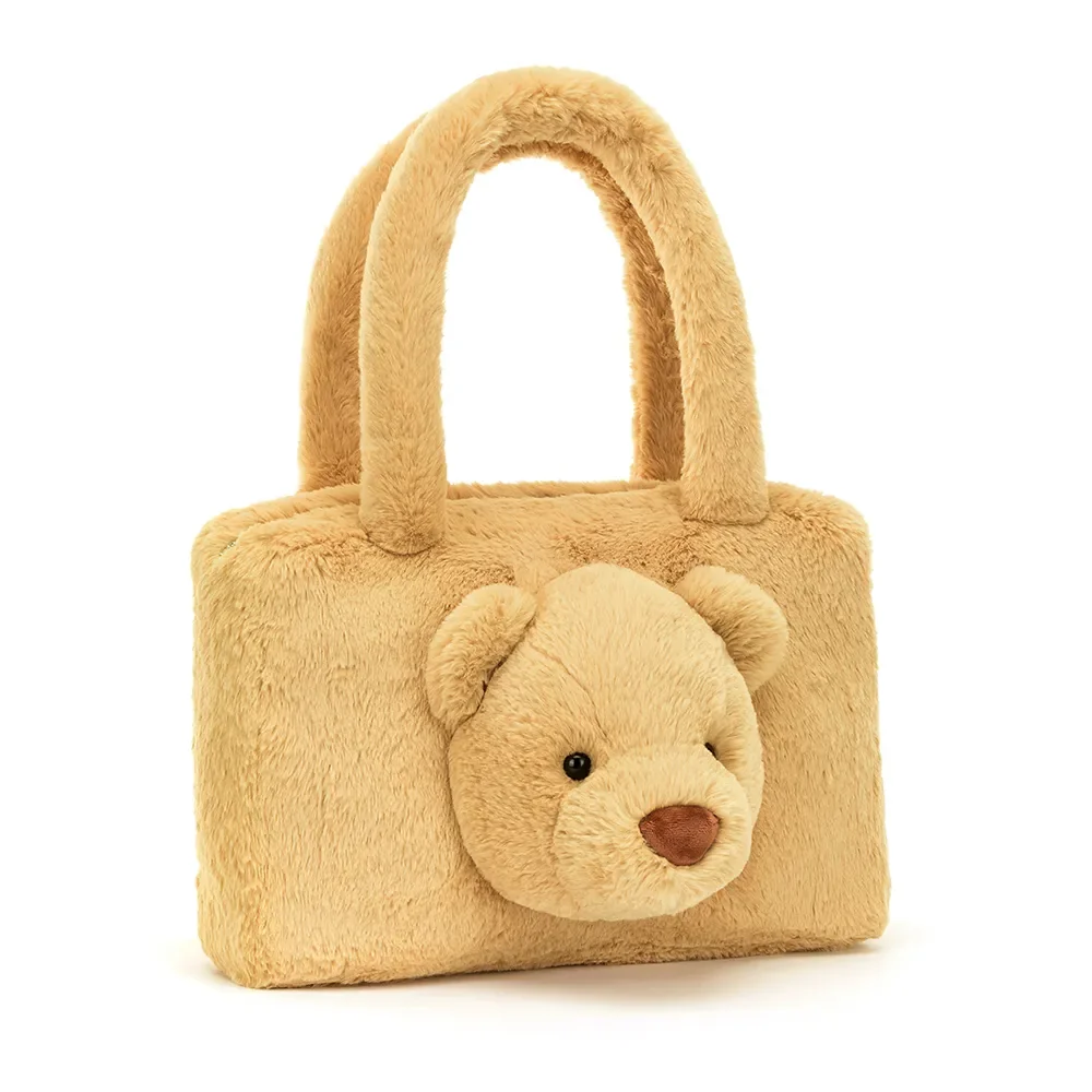 "Baumwoll-Einkaufstasche mit Bärenmotiv, Tragetasche 38x8x42 cm image"