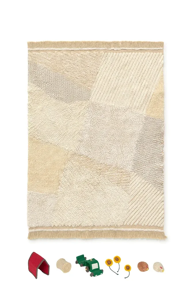 "Spielteppich Bauernhof-Felder, Kinderteppich waschbar, OEKO-TEX, schadstofffrei, 160x120cm image"