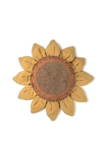 "Bodenkissen Sonnenblume, handgewebt, Baumwolle, abnehmbarer Bezug, Ø 75 cm, 20 cm hoch image"