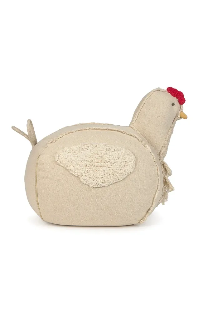 "Kinderzimmer Pouf Hühner Design, Sitzpouf Baumwolle Handgemacht, Kinderzimmer Deko image"