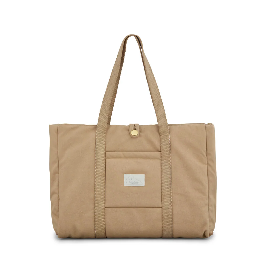 "Wickeltasche faltbar, Cam Cam, OCS zertifiziert, Bio-Baumwolle, camel, mit Schultergurt image"