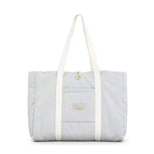 "Faltbare blaue Wickeltasche OCS aus Bio-Baumwolle mit Wickelunterlage, wasserabweisend image"