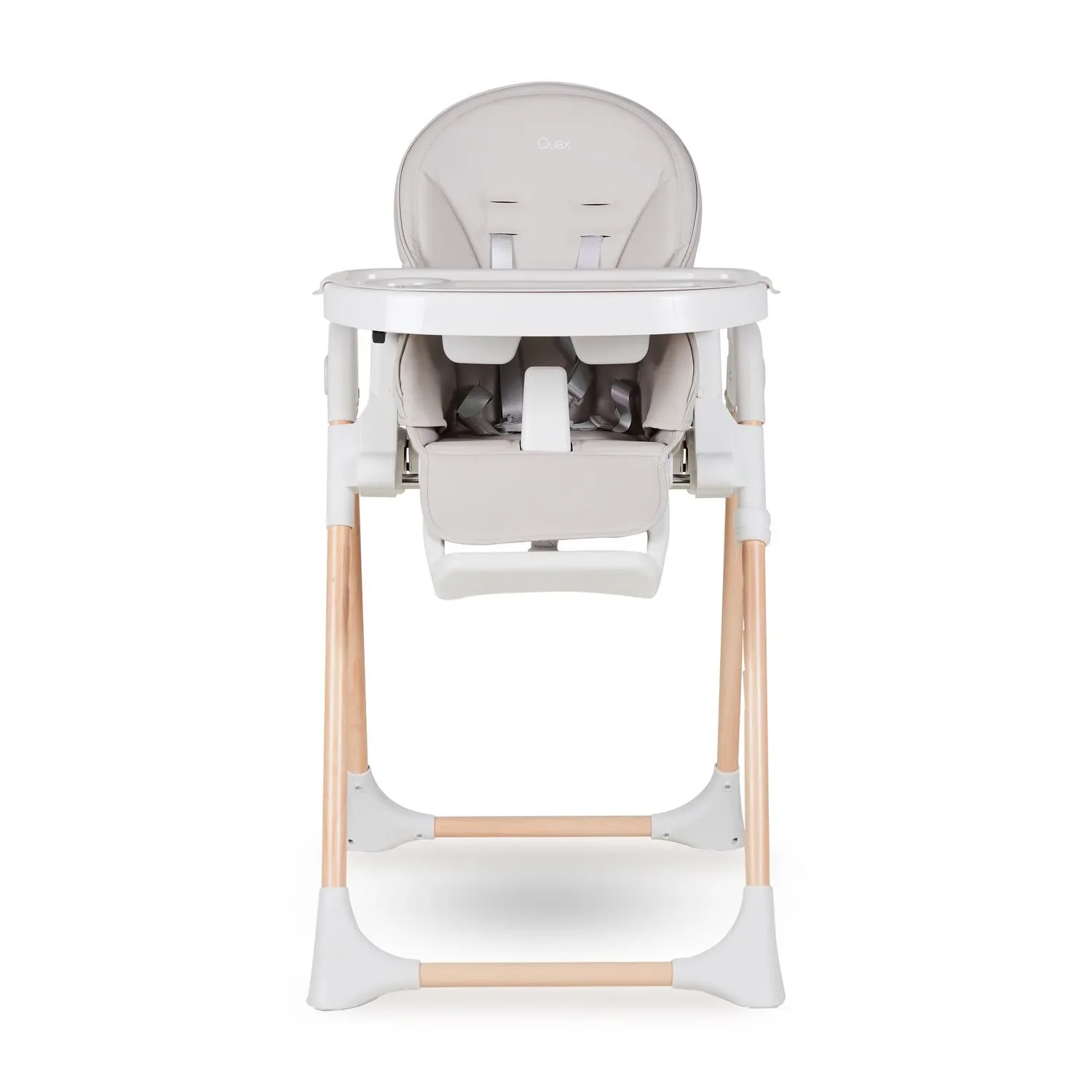 "Quax Papum Hochstuhl, Fütterungsstuhl | Mitwachsender Kinderhochstuhl mit Lederbezug | Höhenverstellbar & Kompakt Faltbar, Farbe: Weiss Natur image"