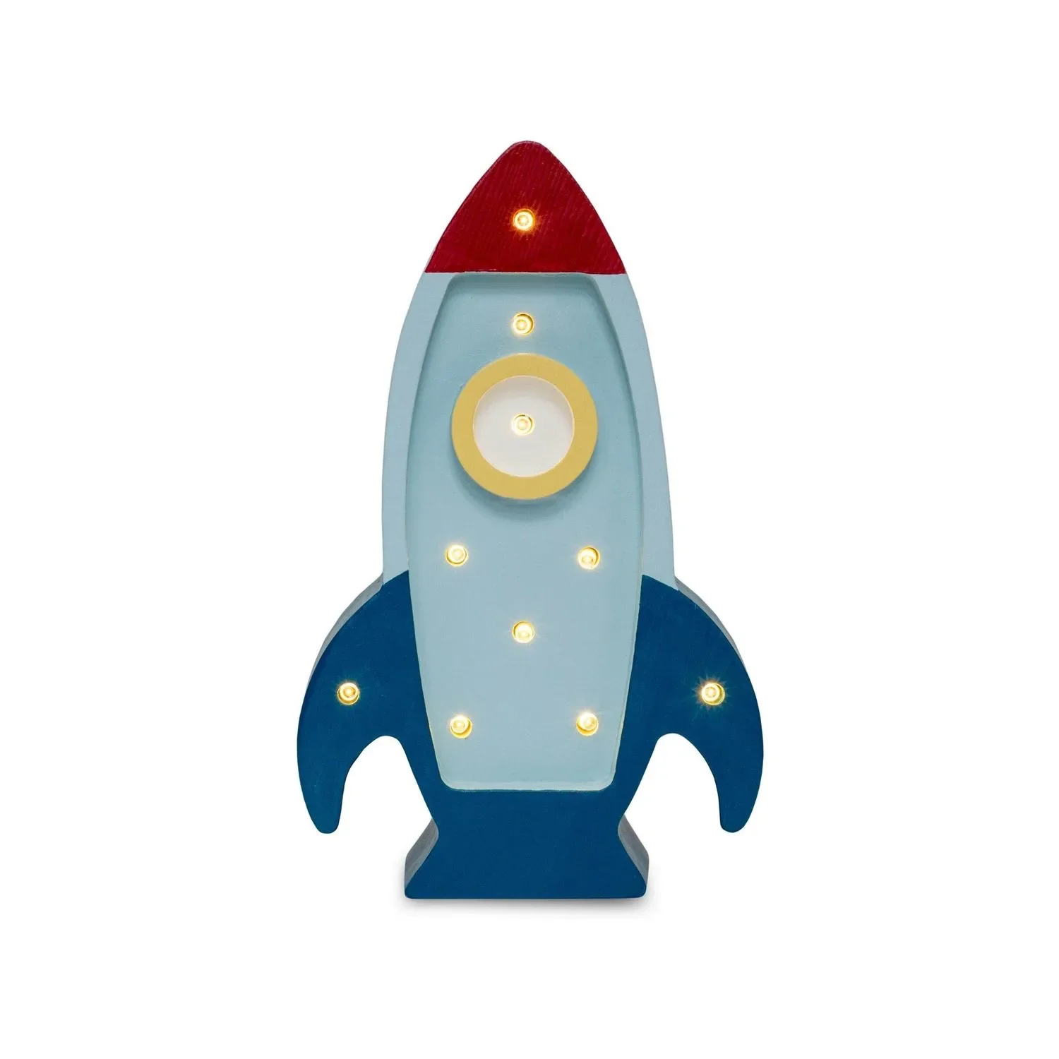 "Little Lights Nachtlicht Kinder, Nachtlampe Mini-Raketenschiff - 100% Kiefernholz natur, Farbe: Retroblau image"
