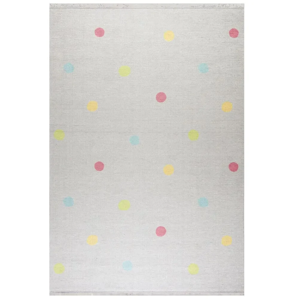 "Livone Kinderteppich waschbar silber grau Punkte bunt, Teppichgrösse: 140 x 190 cm image"