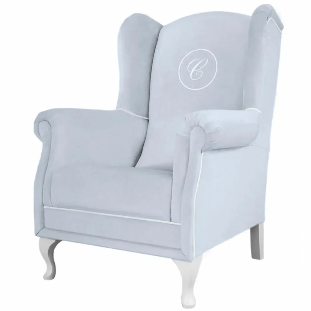 "Caramella Polstersessel / Stillstuhl mit Emblem Blau image"