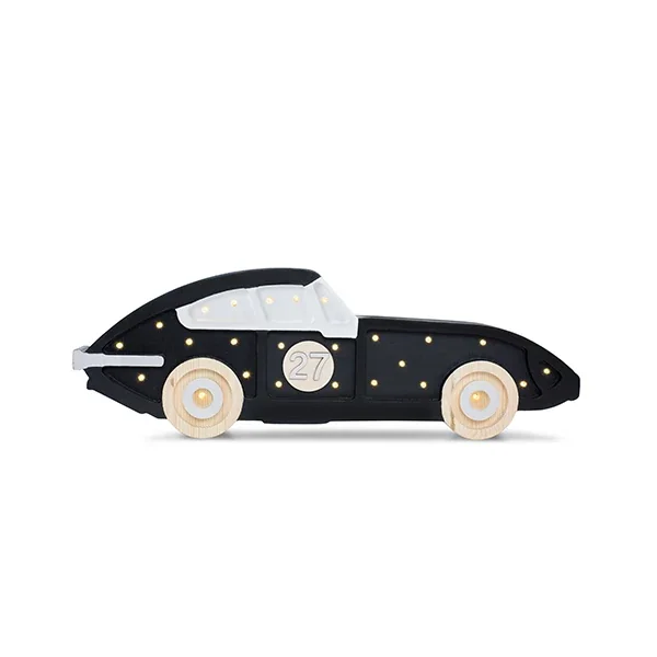 "Little Lights Nachtlicht Kinder, Nachtlampe Rennauto - 100% Kiefernholz natur, Farbe: schwarz image"