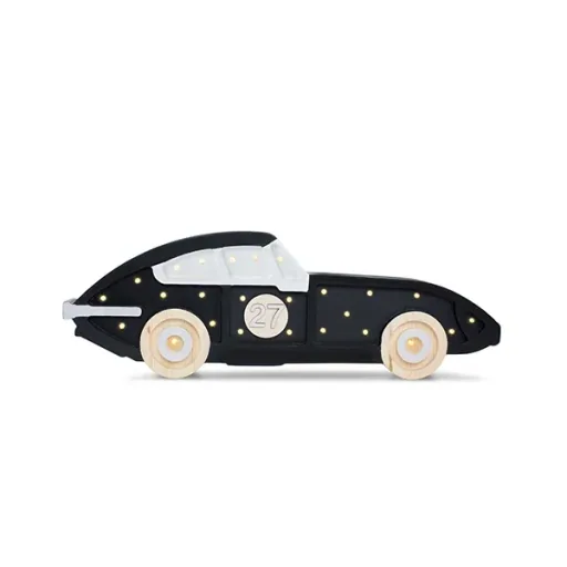 "Little Lights Nachtlicht Kinder, Nachtlampe Rennauto - 100% Kiefernholz natur, Farbe: schwarz image"