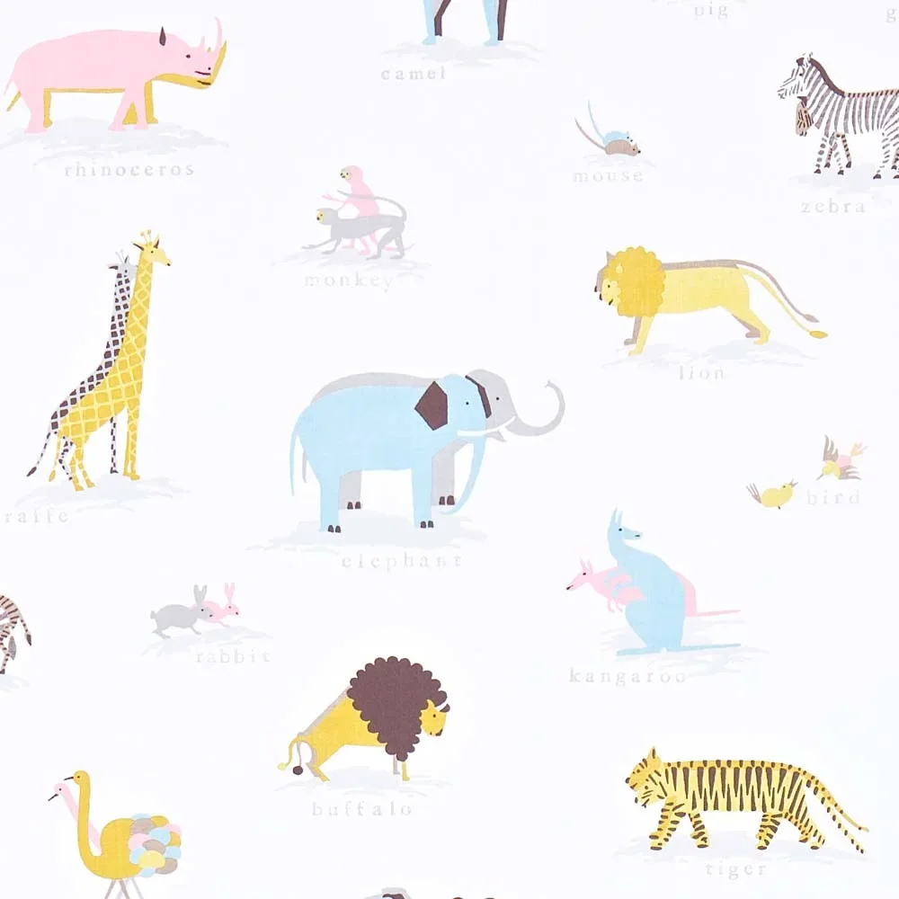 "Little Sanderson Abracazoo Tapete Safari Tiere aqua rosa grau image"