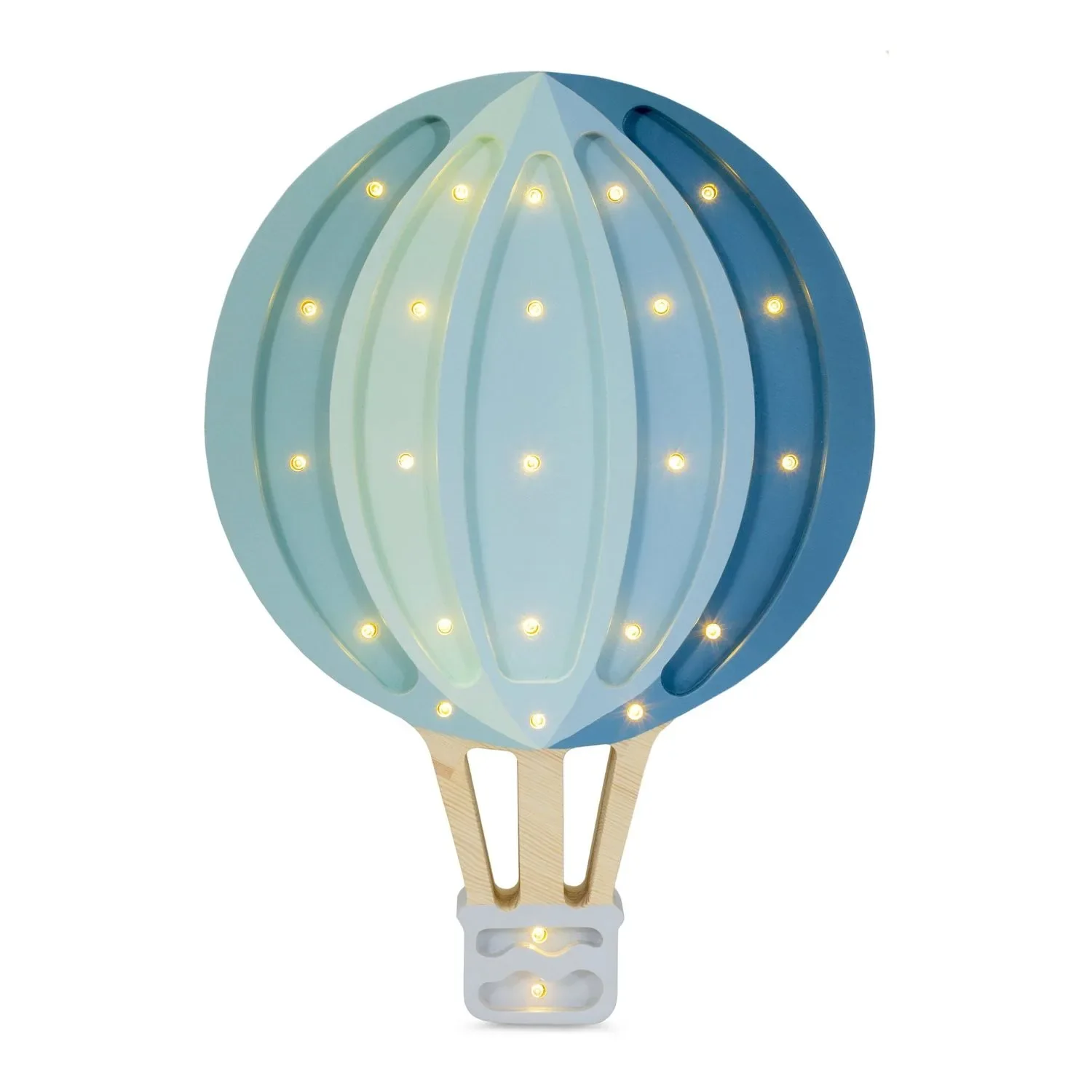"Little Lights Nachtlicht Kinder, Nachtlampe Heißluftballon - 100% Kiefernholz natur, Farbe: Blauer Regenbogen image"