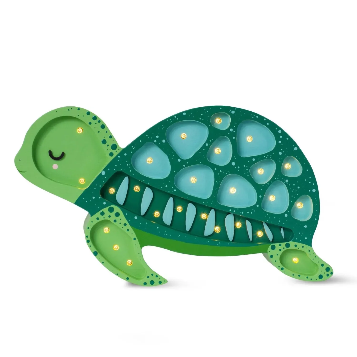 "Little Lights Nachtlicht Kinder, Nachtlampe Schildkröte - 100% Kiefernholz natur, Farbe: Ozean grün image"