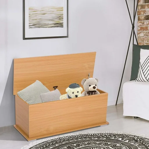 Truhe Aufbewahrungsbox Holzkiste mit klappbarem Deckel Buche