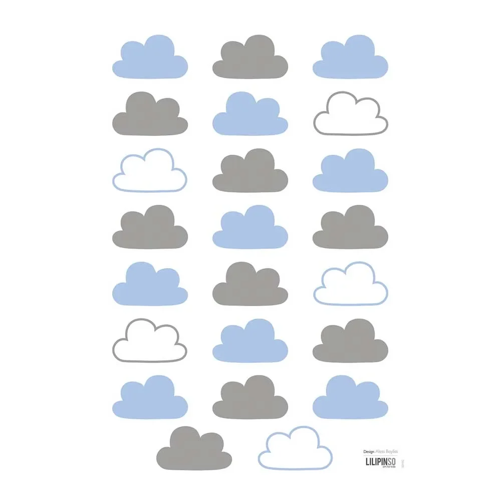 "Lilipinso Wandsticker A3 Wolken hellblau grau image"