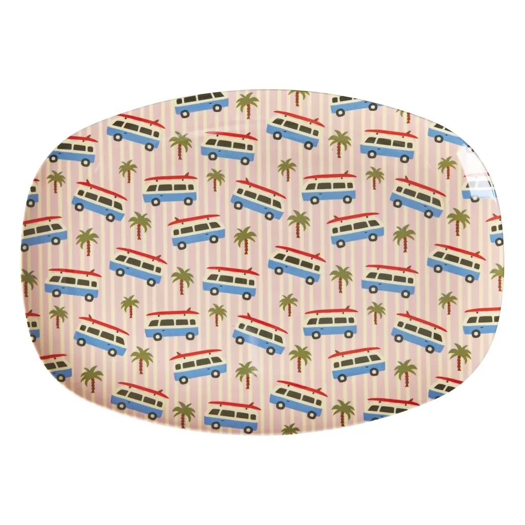 "RICE Teller - Pink Cars Print, Melamin, rechteckig image"