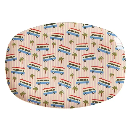 RICE Teller - Pink Cars Print, Melamin, rechteckig