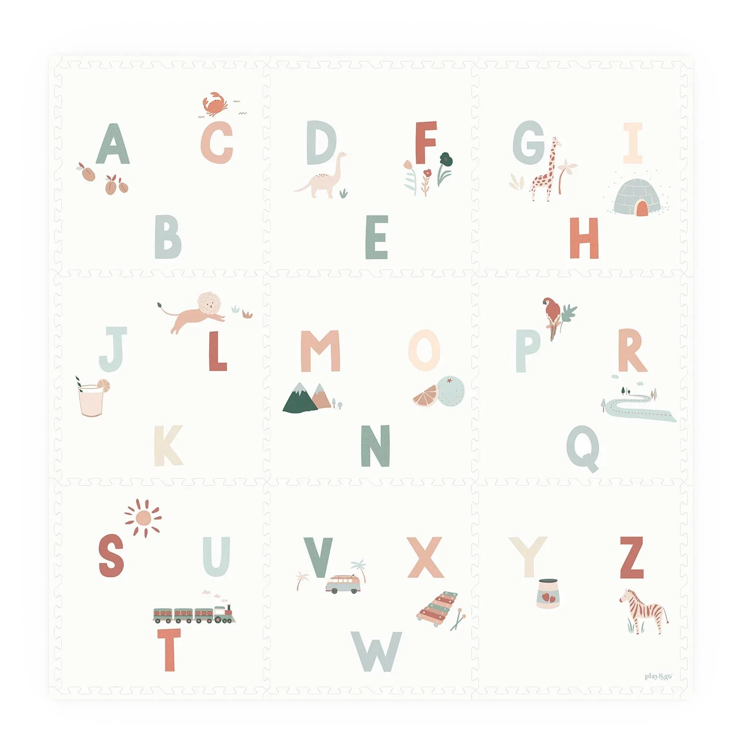 Play&Go Kinderteppich, Puzzlematte, Puzzleteppich - Alphabet/Terrazzo EVA