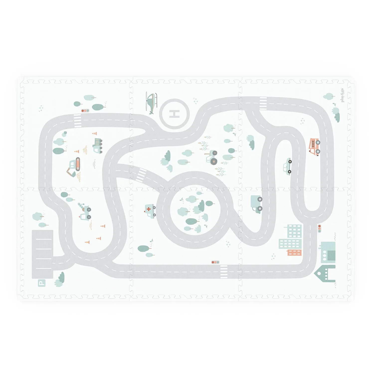 "Play&Go Kinderteppich, Puzzlematte, Puzzleteppich - Straßenkarte/Symbole EVA image"