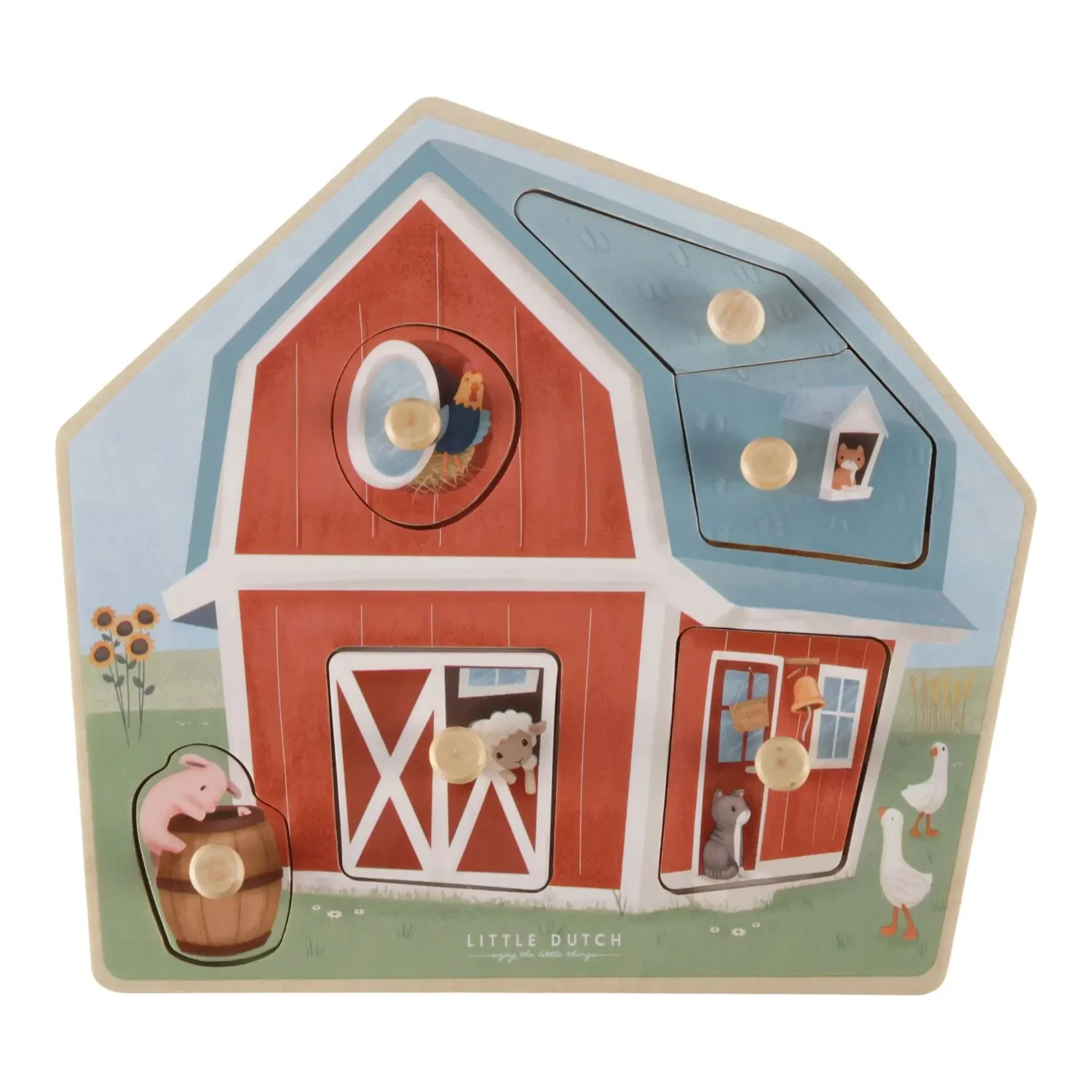 "Little Dutch Holzpuzzle, Kinderpuzzle Little Farm - 6 Teile für Kleinkinder ab 1 Jahr image"
