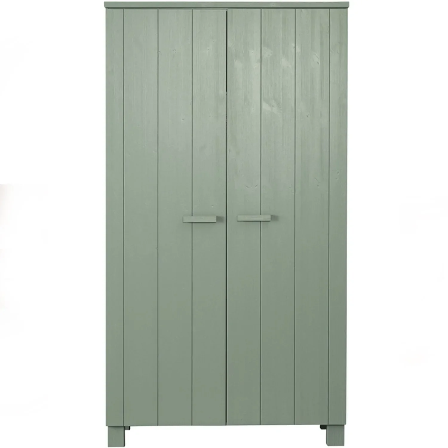 "WOOOD - Schrank Dennis, Kiefer, grün, matt, 202x111x55 cm image"