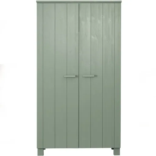 "WOOOD - Schrank Dennis, Kiefer, grün, matt, 202x111x55 cm image"