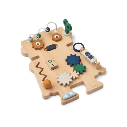 "Motorikspielzeug aus Holz: Liewood Spielbrett Carola Roboter, Indigoblau Multi-Mix image"