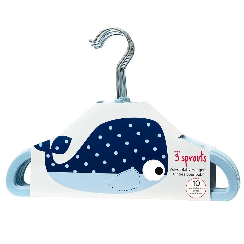 "3 Sprouts Kinder Kleiderbügel Wal uni blau image"